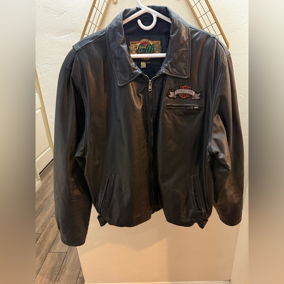 VTG 90s G-III Bomber Flight Jacket Black Genuine Leather Men's XL